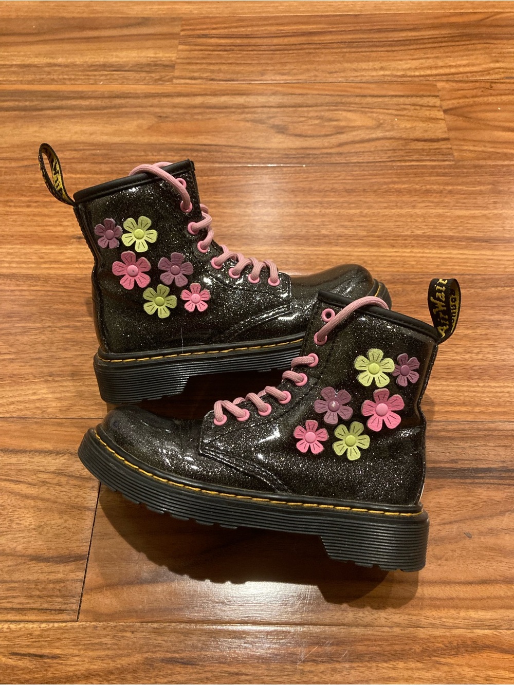 Dr. Martens Kid's Collection 1460 (Toddler) Black Glitter  SIZE 12 US